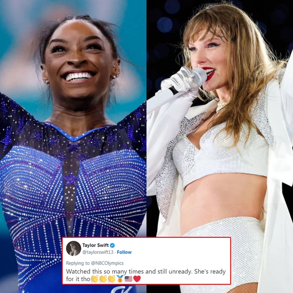 Simone Biles, according to Taylor Swift, sparked her interest in female